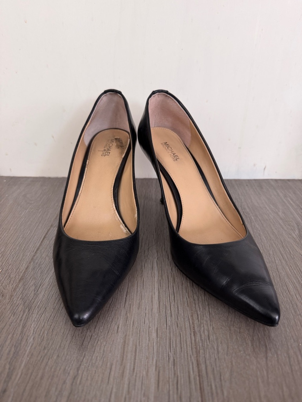 Michael Kors Black Leather Pointed-Toe Pumps